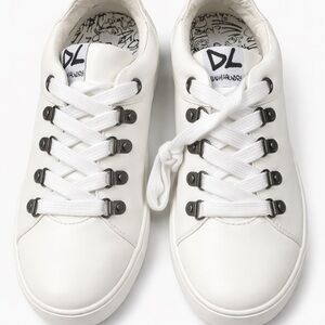 White Leather Sneakers with Black Accents